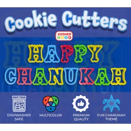 Happy Hanukkah Cookie Cutters - Plastic Chanukah Alphabet Cookie Cutters - 13 Piece Set - The Kosher Cook