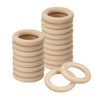sourcing map 20Pcs 45mm(1.8-inch) Natural Wood Rings, 8mm Thick Smooth