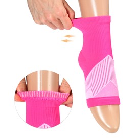 VOCOSTE Ankle Support Brace Adjustable Breathable Ankle Wrap Brace for Sports Running Achilles Tendon 1 Pair Rose Red L