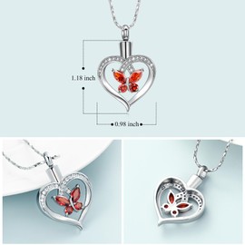 Imrsanl Butterfly Urn Necklaces for Women Girls Birthstone Cremation Jewelry Urns Pendant for Human Ashes Memorial Locket Keepsake Jewelry, Stainless Steel, stainless steel