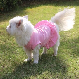 CAISANG Dog Skirt Shirts, Puppy Dresses for Small Dogs Girls, Pet Clothes Doggy Apparel, Comfortable Summer Shirt Beach Wear Clothing, Outfits for Medium Dog, Kitty Cats, Cotton Tops (Pink M)