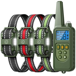 Heaflex Dog Training Collar with Remote, 2600FT Range, 4 Training Modes Beep, Shake, Safe Shock, LED Light, Rechargeable IPX7 Waterproof for All Breeds Sizes, with Three Receiver Collars for 3 Dogs
