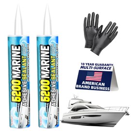 5200 Marine Sealant for Boats & RVs-Fast-Cure (30 Mins), Waterproof, UV-Resistant, High-Bond Adhesive Sealant for Hulls, Decks, Fiberglass, Wood & Metal-Eco-Friendly, Low Odor, with Gloves&Nozzle