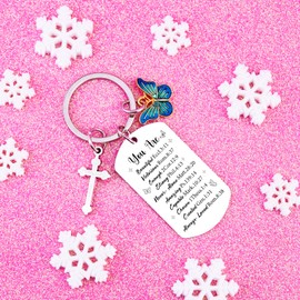 UYBEPU Bible Verse Keychain Baptism Gifts for Girl Confirmation Gifts for Teen Girls God Daughter From Godmother Christian First Communion Gift Ideas