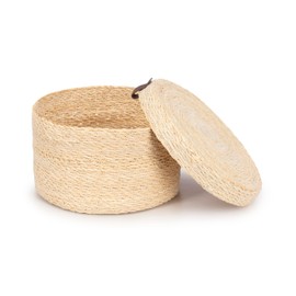 Olly & Rose Set 3 Natural Seagrass Storage Baskets with Lids - Bleached Off-White - Durable 25,22,19cm Premium Home Decor