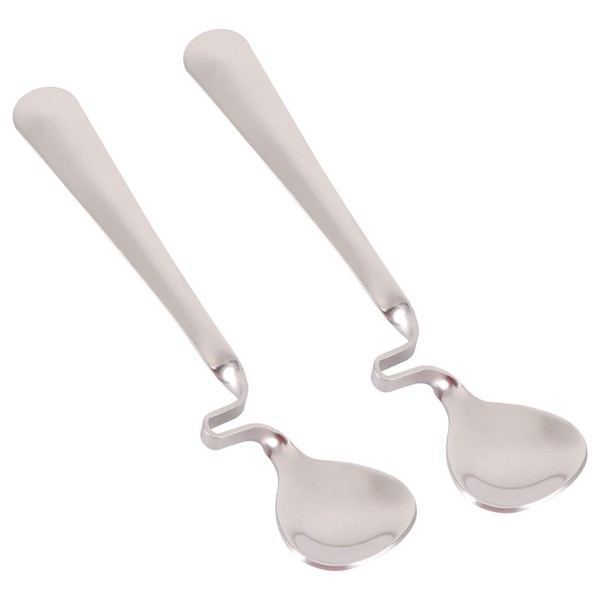 BESTonZON 2 x Honey Spoons Multifunctional Milk Coffee Mixing Spoon Stainless Steel Teaspoon with Curved Handle