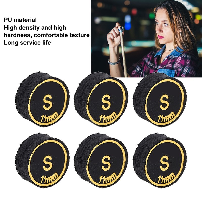 6PCS Billiard Cue Tips PU Multiple Layer Pool Cue Tips