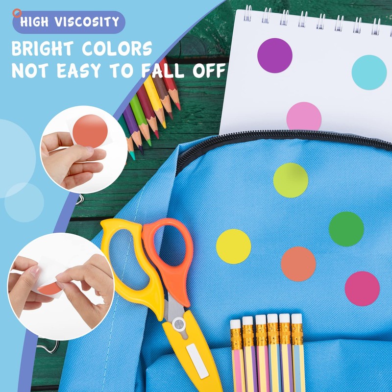 Dot Stickers, 1200 PCS 10 Color Style, 3/4 Inch Round,