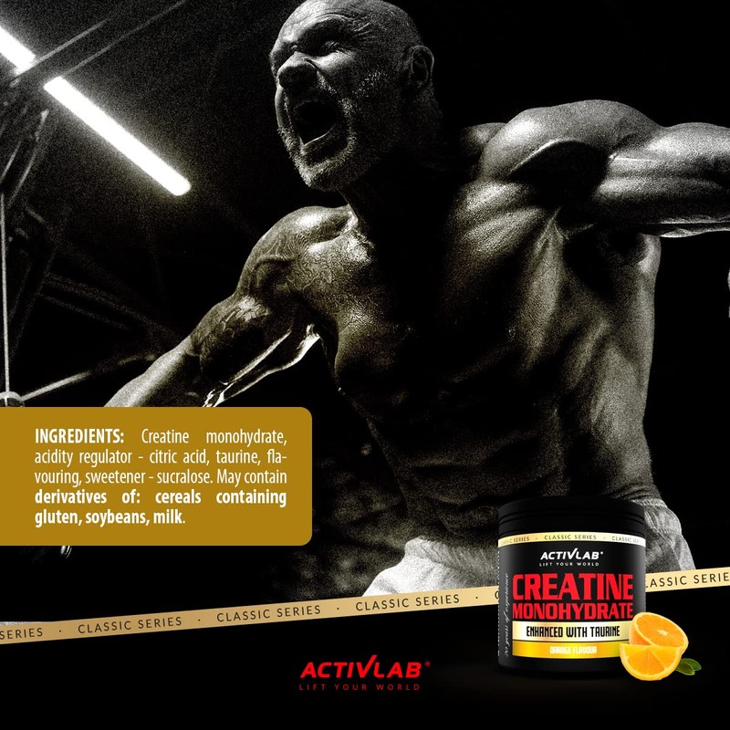 Activlab Creatine Monohydrate Powder with Taurine - Vegan Supplement for