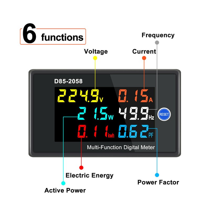 Multi-Function Single Phase Digital Meter LCD Display AC Voltage AC