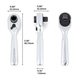 Neiko 03002A Stubby Ratchet, 1/4 Inch Ratchet Wrench and Bit Driver, 108-Tooth Reversible Ratchet, 3.3 Degree, Mini 1/4 Ratchet Drive, Oval Head Wrench, CR-V Steel Quarter Inch Small Ratchet Wrench