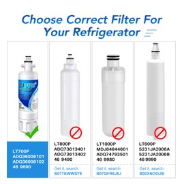 ICEPURE Refrigerator Water Filter, Compatible with Kenmore 9690, LG LT700P, ADQ36006101, ADQ36006102, LFXC24726S, LFXS24623S, RFC1200A, Pack of 1