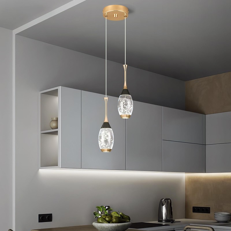 BBLLWJ Modern Black Gold Pendant Light Dimmable LED Ceiling Light