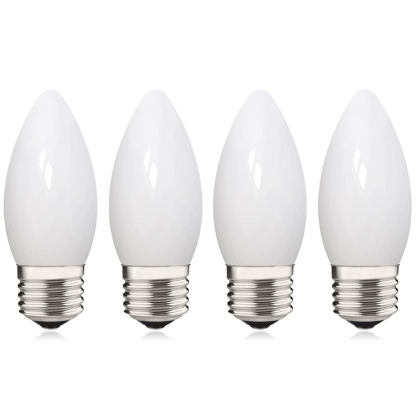 40W Equivalent B11 LED Light Bulb, Soft White 3000K, Milky