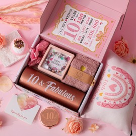 10th Birthday Gifts for Gifts,Unique Gifts Set Ideas for Turning 10 Year Old Girl Pamper Hamper Box,Happy Bday Present Basket Kit for Teen Girl Decorations for Sisters,Daughter,Niece, Granddaughter