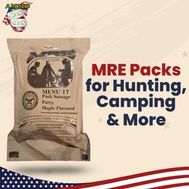 Nutrient-Rich MREs - Portable Food Survival Meals - Long Shelf Life Ready to Eat Emergency Food Rations - Made in USA (Maple Pork Sausage) - 2024 Inspection