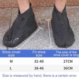 QOWIJEX 2 Pairs of Waterproof Shoe Covers, Rubber Covers, Reusable Rain Overshoes, Rain Overshoes for Rain, Snow Day, Muddy Roads (Due Dimensions: S + M)