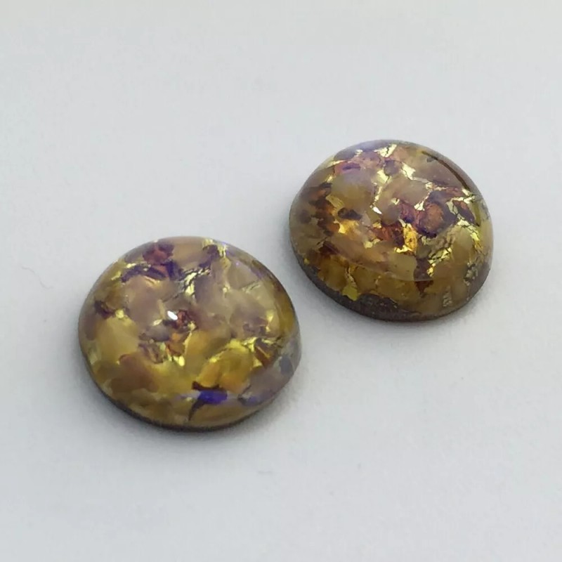 Yummy Treasures Preciosa Topaz Opal Glass Cabochon 13mm (2) cab3006D