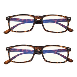 Eyekepper 2 Pack Computer Reading Glasses Blue Light Blocking Readers for Men Women, Tortoiseshell