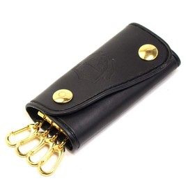 Luminio Key Case, Genuine Leather, Italian Leather, Key Cover, 4 Layers, Unisex, Simple, Black