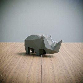 Yona DIY, Small Rhino Papercraft Kit, Small Rhino Paper Model, 3D Origami Kit Hand Assembly, Home Decoration, Gift, Origami 3D, Paper Crafts, Puzzle 3D