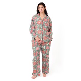 Huar Cotton Pajamas for Women Set - Luxurious Womens Pajama Sets - Breathable And Light Cotton Pj Sets (US, Alpha, XX-Large, Regular, Regular, Orange and Green)