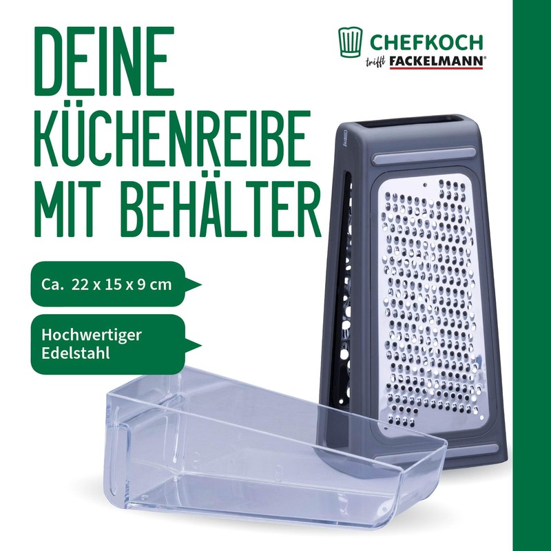 Chefkoch trifft Fackelmann Kitchen Grater with Container - Stainless Steel