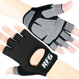 RFG Gears Gym Gloves with Wrist Strap Weight Lifting Gloves Breathable Mesh Back & Antislip Padding on Palms Suitable for Men & Women for Workout Fitness Strength Training & Cycling (Black Mesh, S)