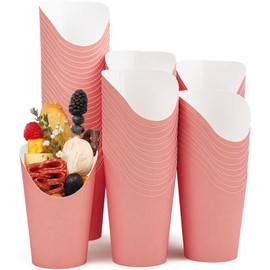 CAMKYDE 100 Pcs French Fries Holder, 12oz Disposable Paper French Fry Cups Pink Charcuterie Cups for all Occasions (12oz, Pink)