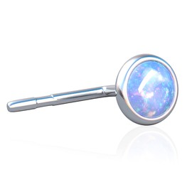 Light Blue Opal Tragus Stud Earring, Tragus Earring in 925 Sterling Silver,3 mm Blue Opal Tragus studs Piercing (Silver, Blue Opal)