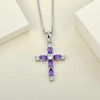 YL Kreuz Kette 925 Sterling Silber Februar Geburtsstein Amethyst Kruzifix