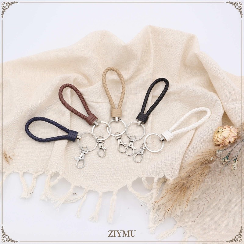 ZIYMU C-005 Keychain, Charm, Braided Leather, Strap, Carabiner, Keyring, Car,