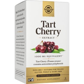 Solgar Tart Cherry 1000 mg, 90 Vegetable Capsules - Antioxidant with Quercetin, Chlorogenic Acid & Anthocyanins Compounds - Non-GMO, Vegan, Gluten Free, Dairy Free - 90 Servings