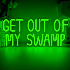 FuugZze Get Out of My Swamp Neon Sign Green Led Signs for Bedroom Wall USB Funny Neon Lights for Home Theme Party Birthday Kids Room Decor