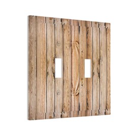Nadoabtm Decorative Switch Plates Rustic Country Brown Wood Grain 2 Gang Double Toggle Outlet Light Switch Cover Wall Plate Electrical Faceplate for Farmhouse Cabin Decor