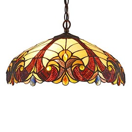 Chloe Lighting Adia Tiffany-Style 2 Light Hanging Pendant Fixture 18" Shade