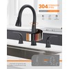 TIORIY Black Kitchen Faucet 3 Hole with Pull Down Sprayer,