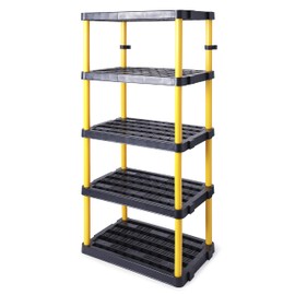Gracious Living 5 Shelf Fixed Height Ventilated Heavy Duty Shelving Unit 36 x 24 x 74 Organizer System for Home, Garage, or Basement, Black & Yellow