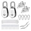 TooTaci TooTaci Crane Pulley Block Set, M25 Stainless Steel Lifting Pulley Wheel with 6mm/10M Nylon Pulley Rope & Carabiner, Oblong Eye Pad Plate, Cleat Hooks,for Washing Line, Shade Sail