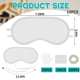 Silkfly 12 Pcs Eye Mask Tie Dye Kit Sleepover Party Supplies Blindfolds for Party Games Slumber Party for Group DIY Tie Dye White Cotton Eye Covering Adults Sleeping Travel Game Wedding Supply