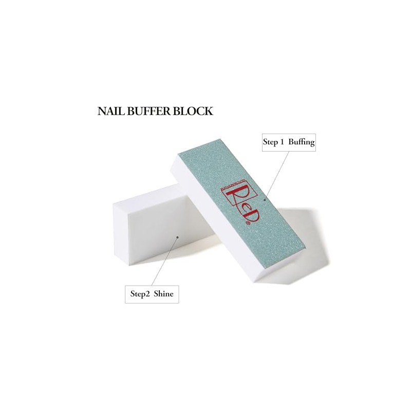 RED Dual-Sided Nail Buffer Block - 2-in-1 Grit Shine Files