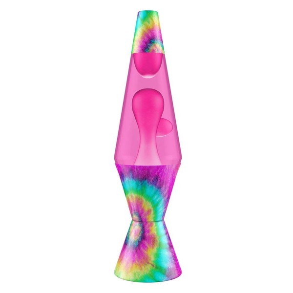 Pink and Tie Dye Spiral Lava® Lamp | 14.5" Inches Tall | Aluminum Base and Cap with 25W Bulb Included | Classic/Vintage Liquid Motion Lamps | Multi-Colored Dynamic Blob Effects