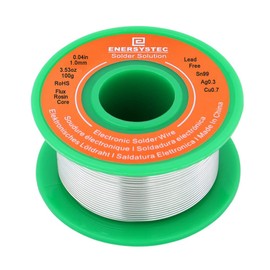 E ENERSYSTEC Lead Free Solder Wire Rosin Core 1.0mm 100g, Electronic Solder Wire Alloy Sn99 Ag0.3 Cu0.7, Electrical Solder Wire, No Lead Soldering Wire No Lead Unlead Fast Melting Low Temp Well Flow