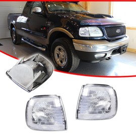 GTINTHEBOX Signal Lamp replacement for 1997-2003 Ford F-150 F-250 Pickup Expedition Parking Corner Side Marker Turn Signal Lights Chrome Housing Left & Right Assembly