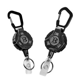Bemece 2 Pack Retractable Keychain, Retractable Lanyard includes Key Belt Reel for Indoor and Outdoor Use,with 29" Steel Cord - Black…