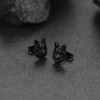 Norse Viking Wolf Stud Earrings Stainless Steel Retro Fenrir Ear