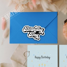 (3Pcs) Retro Birthday Boy Stickers, Waterproof Vinyl Decals for Gift Wrapping, Envelopes, Party Favors, Water Bottles, Laptops and More – Gifts for Boys, Teens, Size 3" x 2"