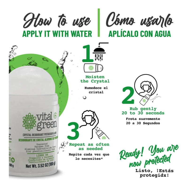 Vital Green Desodorante Cristal Alumbre 100gr (paq 1 Und)