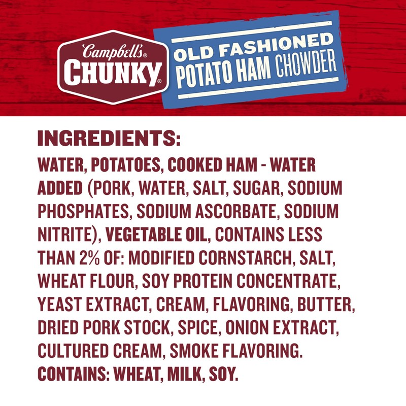Campbell's Chunky Soup, Old Fashioned Potato Ham Chowder, 18.8 Ounce