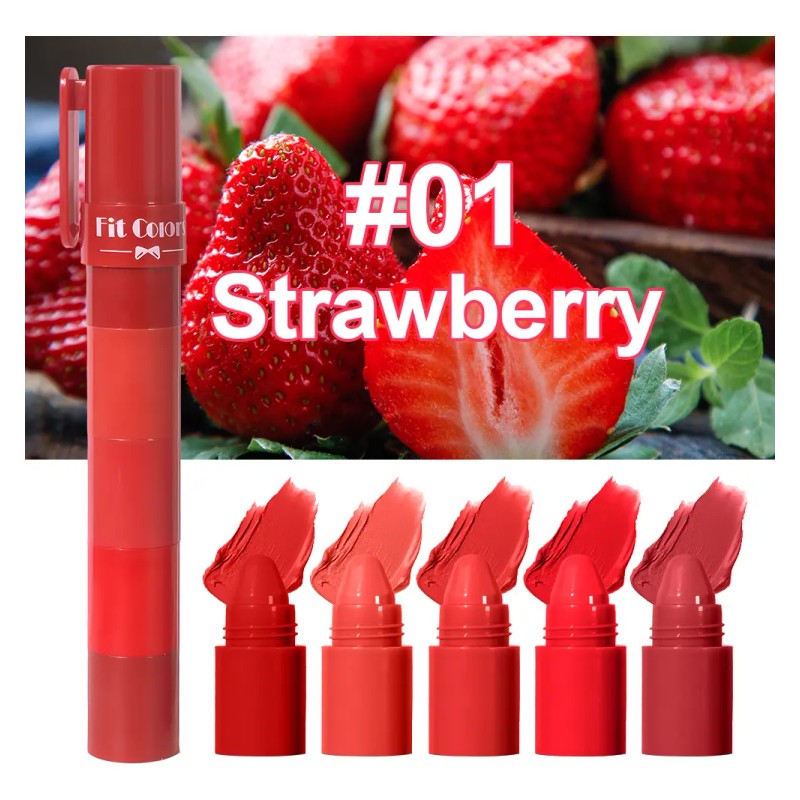 Set De Labiales Mate 5 Tonos, Duraderos Y Fáciles De